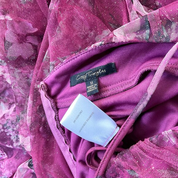 City Triangles Dress Y2K Formal Gown Purple Pink Floral Open Back Velvet (11) - Picture 6 of 9